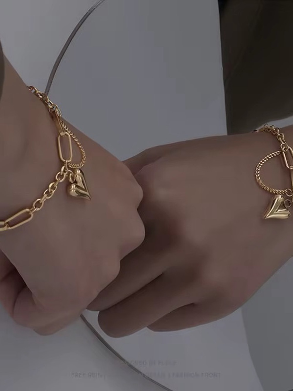 18K Gold Plated Heart Charm Chain Bracelet - Picture 7 of 9